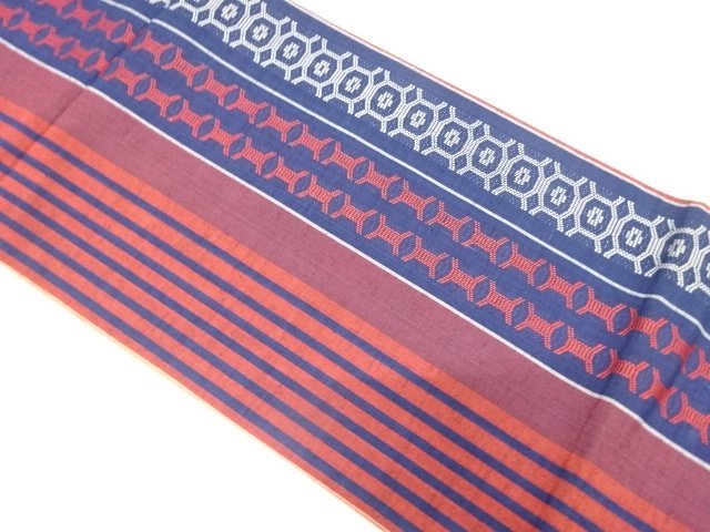JAPANESE FUKURO OBI / UNUSED / JAPANESE KIMONO / TSUMUGI / WOVEN STRIPE